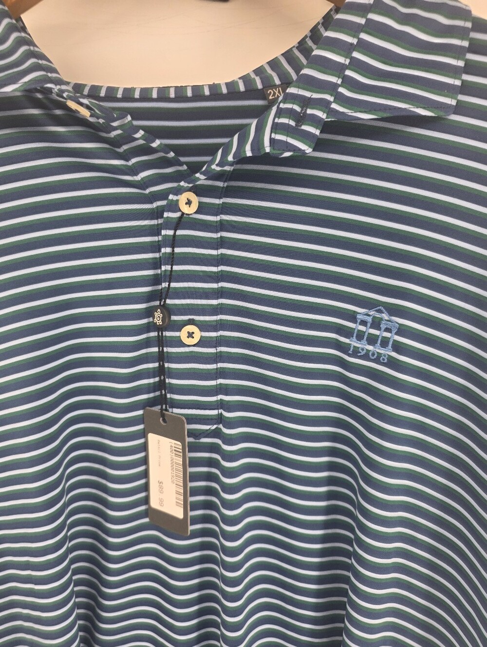 Turtleson Golf Polo Mens 2XL  UNC Chapel Hill Old Well Blue Striped
